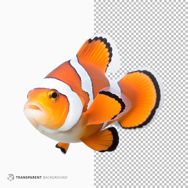 PSD poisson clown isolé sur fond transparent