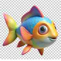 PSD poisson coloré 3d sur fond blanc