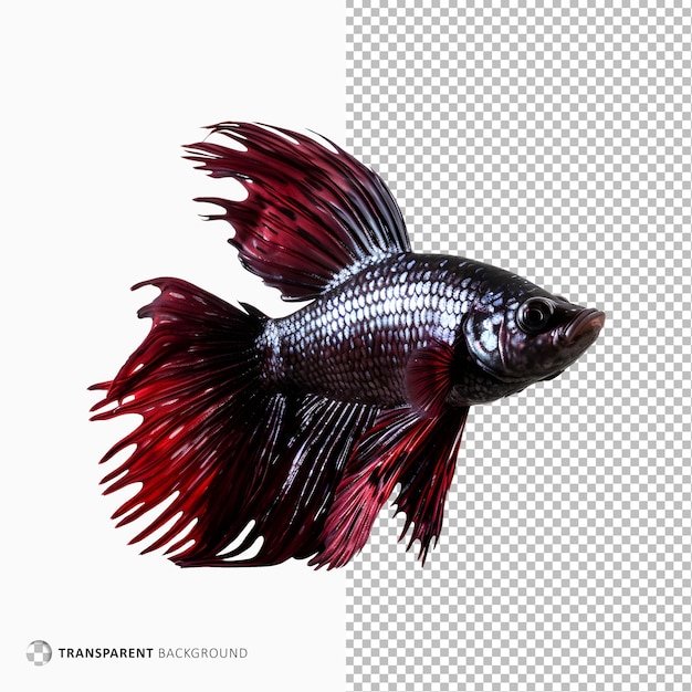 PSD poisson combattant siamois isolé sur fond transparent poisson betta