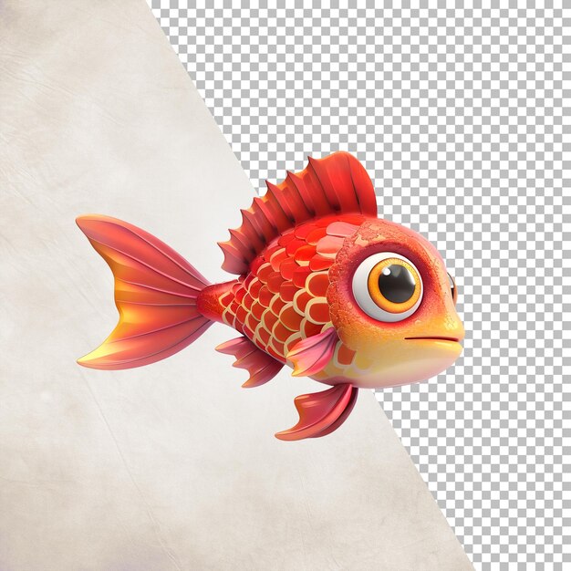 PSD poisson de dessin animé 3d isolé sur un fond transparent