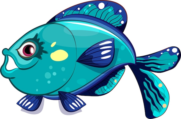 Poisson de dessin animé bleu et bleu vibrant