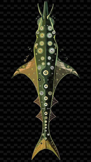 PSD un poisson avec un motif vert et jaune sur le dos