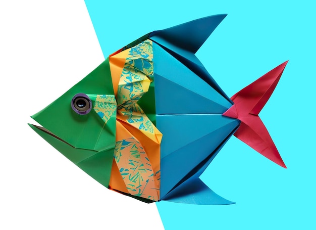 PSD poisson en papier plié avec la technique de l'origami