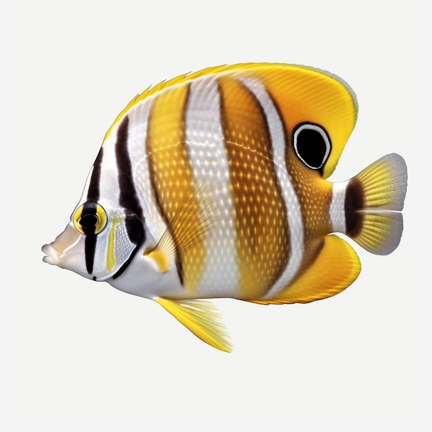PSD poisson-papillon jaune sur fond blanc créé avec l'ia générative