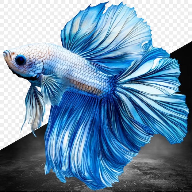 un poisson avec une queue bleue et un poisson sur le fond