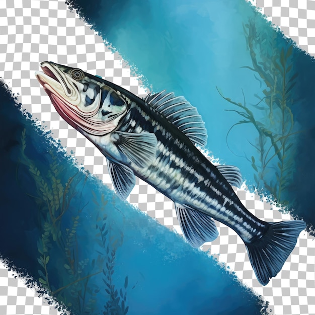 PSD poisson avec rayures fond transparent