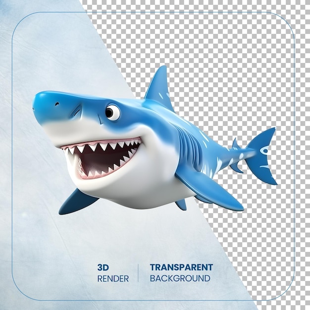 PSD poisson requin de dessin animé psd isolé sur un fond transparent