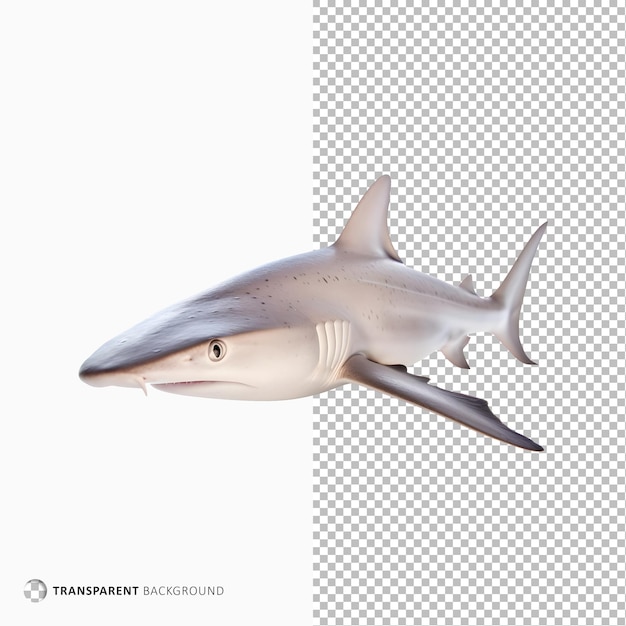 Poisson requin isolé sur fond transparent