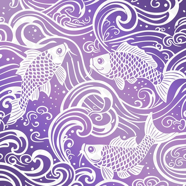 PSD un poisson violet avec un fond violet et le poisson nageant dans l'eau