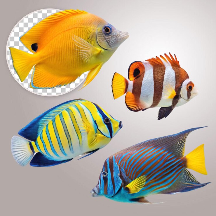 PSD les poissons colorés de l'océan