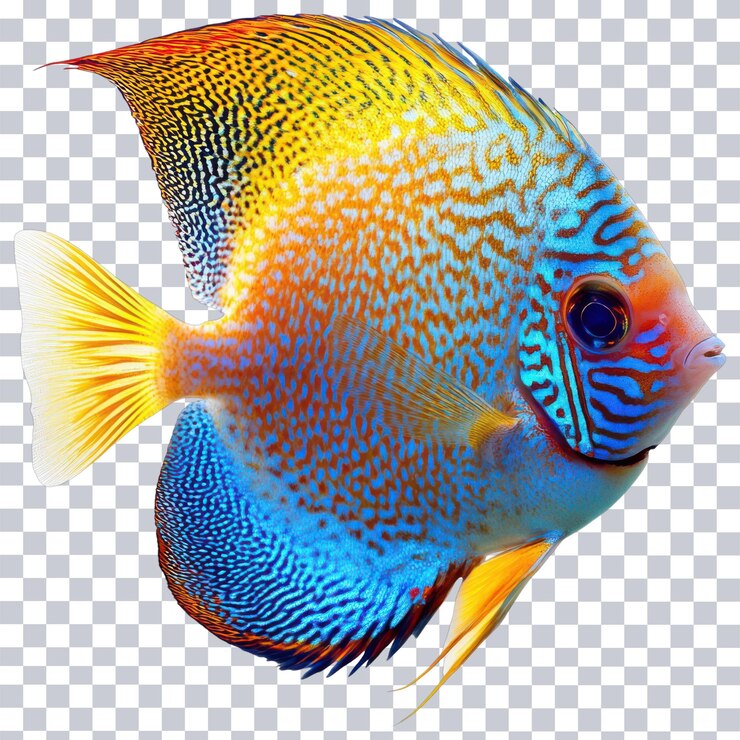 PSD poissons tropicaux colorés isolés pour le thème aquatique sur un fond png transparent