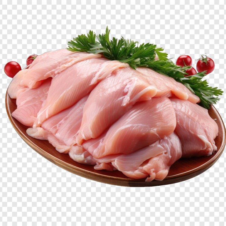 Poitrine de poulet isolée style png avec fond blanc IA génératif