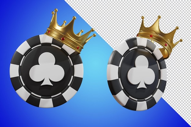 Poker Chip King Crown 3d Render Isolé