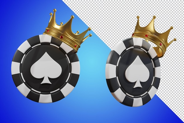 PSD poker chip king crown 3d-render isoliert