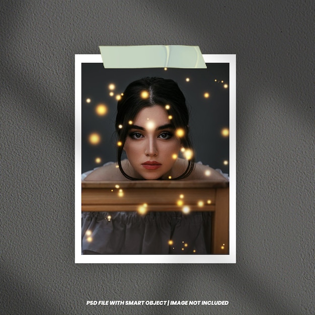 Polaroid-Fotorahmen-Modell mit Lichteffekt Premium Psd