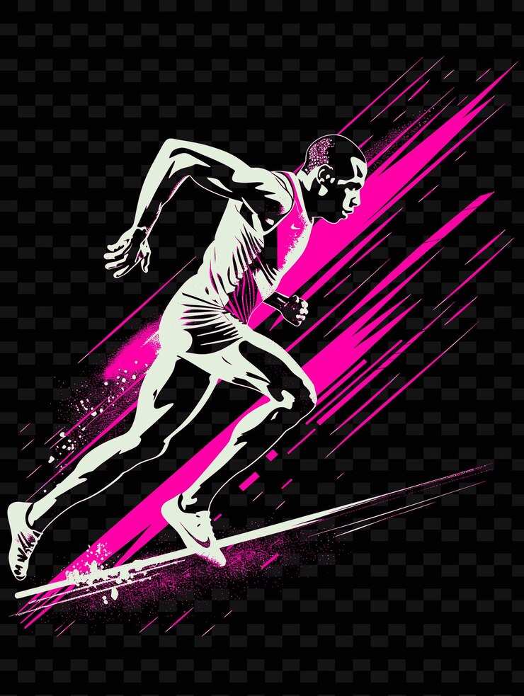 PSD pole vault-athlet läuft mit konzentrierter pose mit illustration flach 2d-sport-hintergrund