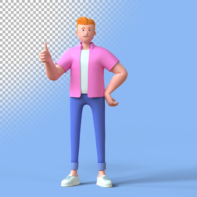 Polegar do homem 3d acima do gesto. ilustração tridimensional render.