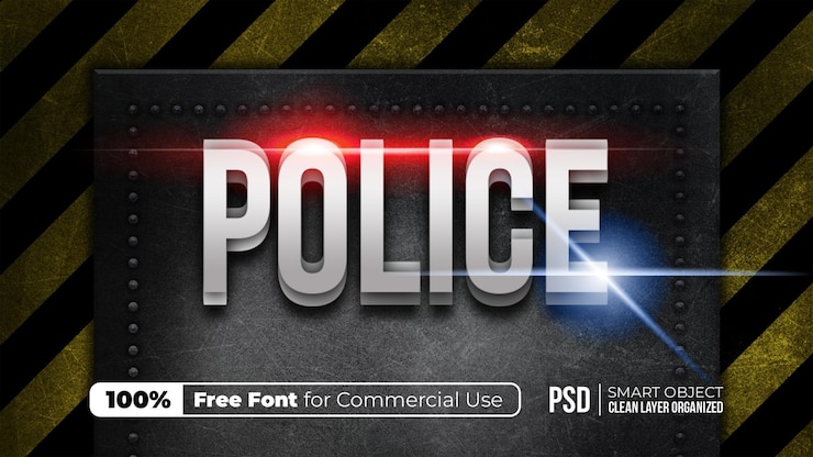 PSD police badge 3d text effect