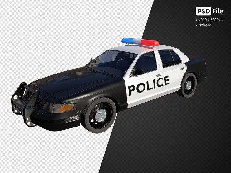 PSD police car side front view isolated