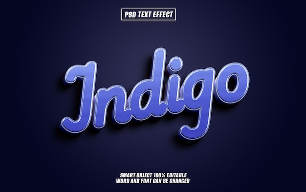 police d'effet de texte indigo typographie modifiable texte 3D