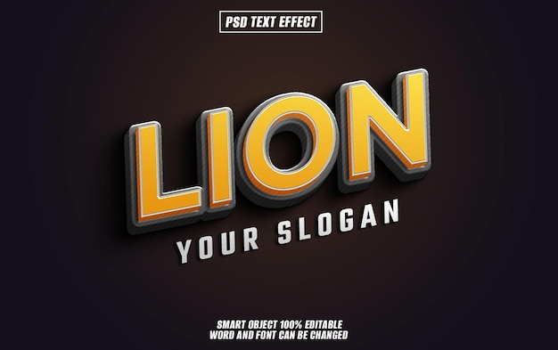 la police d'effet de texte de lion typographie modifiable texte 3D