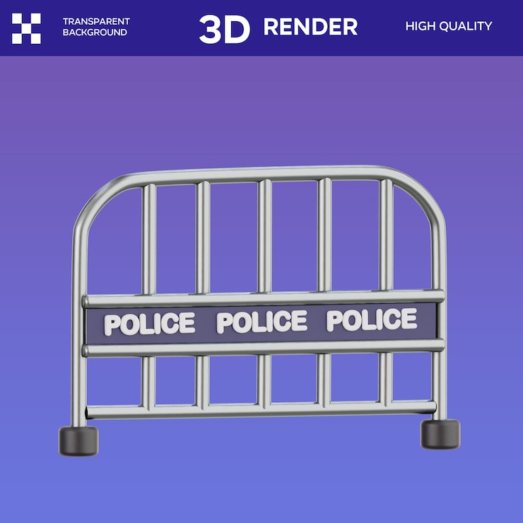 PSD police fence 3d illustration