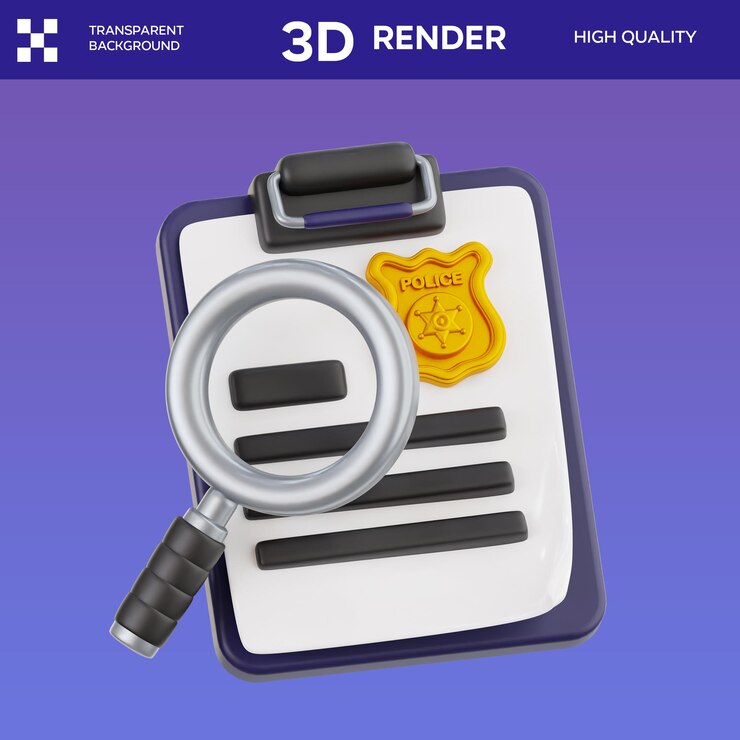 PSD police investigation 3d illustration