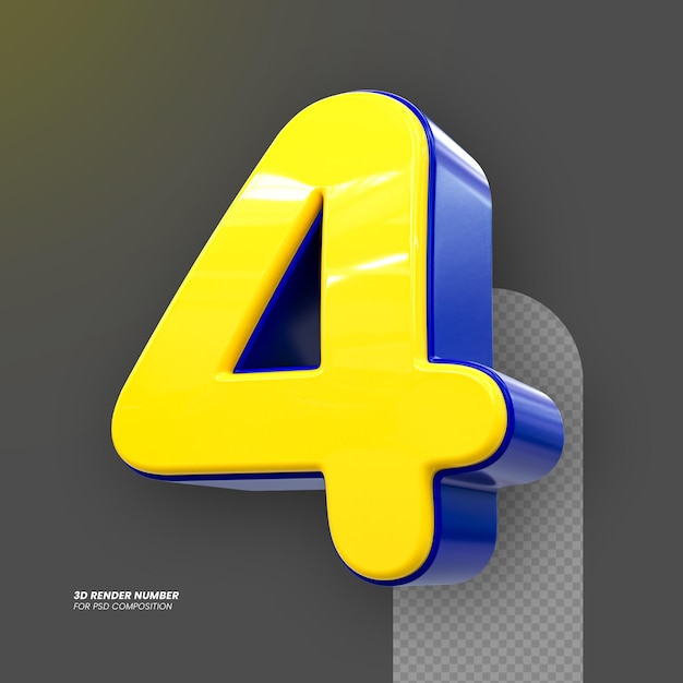 Police moderne à 4 chiffres rendue en 3D pour l'élément de modèle de conception de logo de couverture d'affiche de bannière