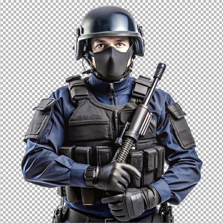 PSD police officer operation transparent background