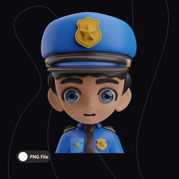 PSD polícia masculino avatar ilustração 3d