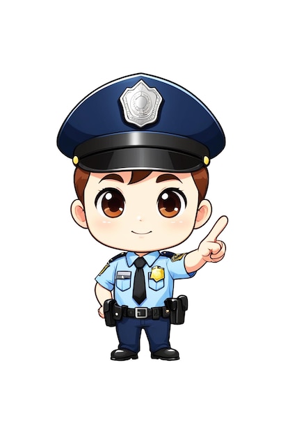 Policial lindo con la ilustración del dedo señalador