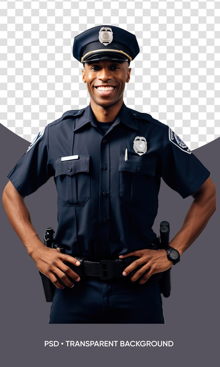 PSD policista v uniformě se usmívá