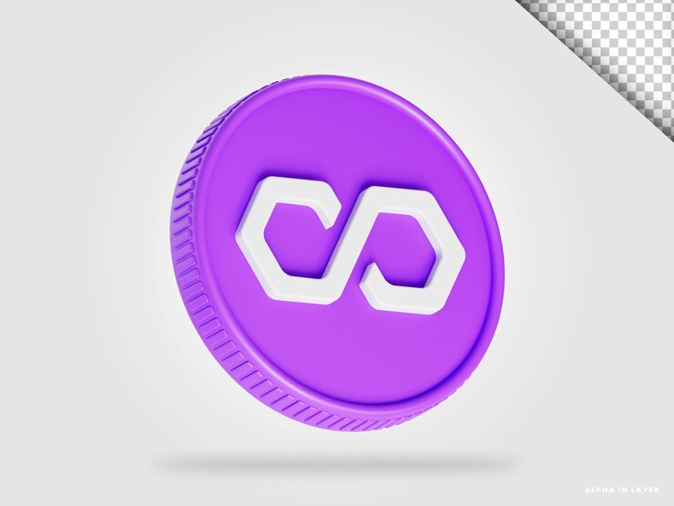 PSD polígono matic criptomoneda moneda renderizado 3d aislado