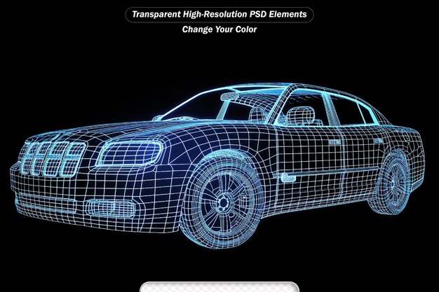 Polizeifahrzeug-blueprint leuchtendes neon-hologramm futuristische show-technologie sicherheit