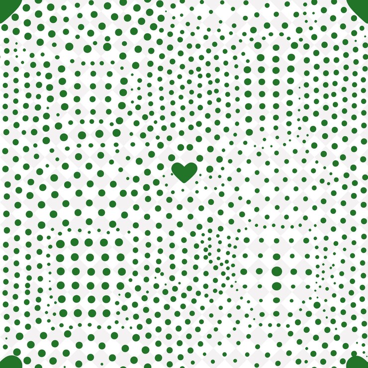PSD polka dots patrón circular con icono de corazón y disperso la abstracto diseño vectorial de patrones naturales