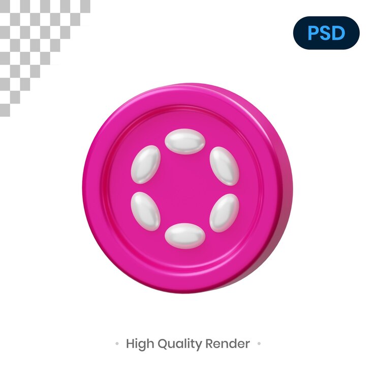 PSD polkadot coin 3d render ilustración psd premium