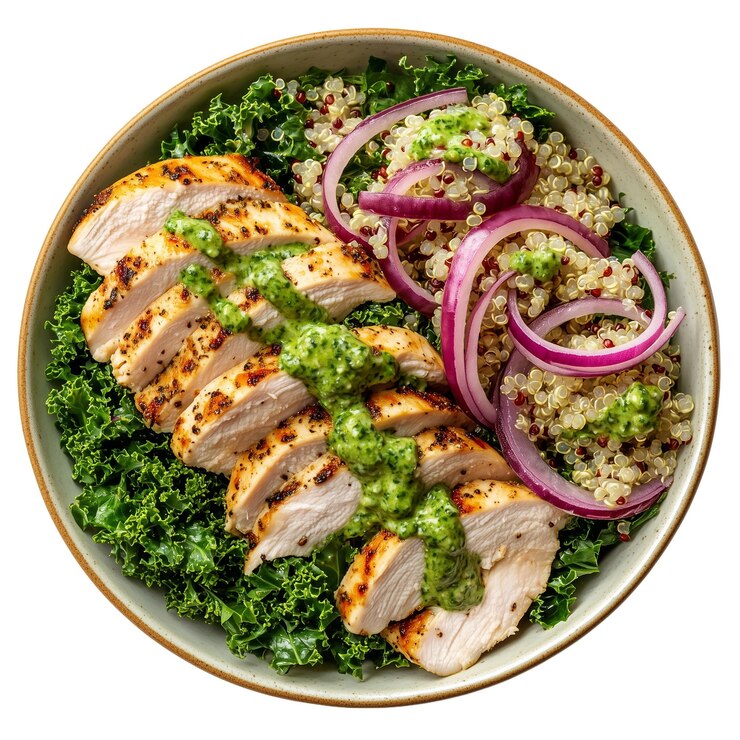 PSD pollo alla griglia e ciotola di quinoa