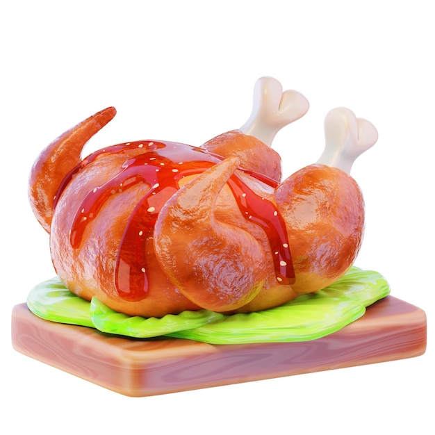 El pollo asado y el pavo 3D.