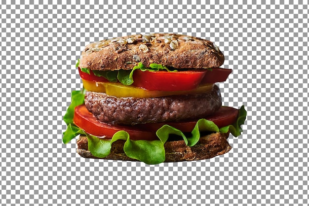 PSD pollo burger psd lleno de carne en un fondo aislado y transparente