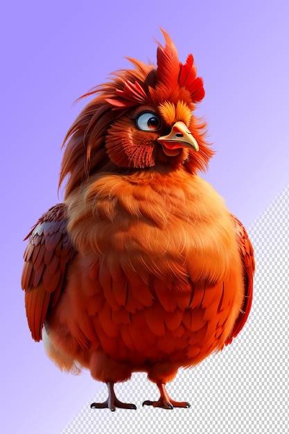 PSD un pollo con una cabeza roja y un fondo de cielo azul