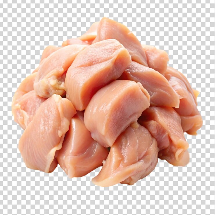 PSD pollo de carne deshuesado aislado sobre un fondo transparente