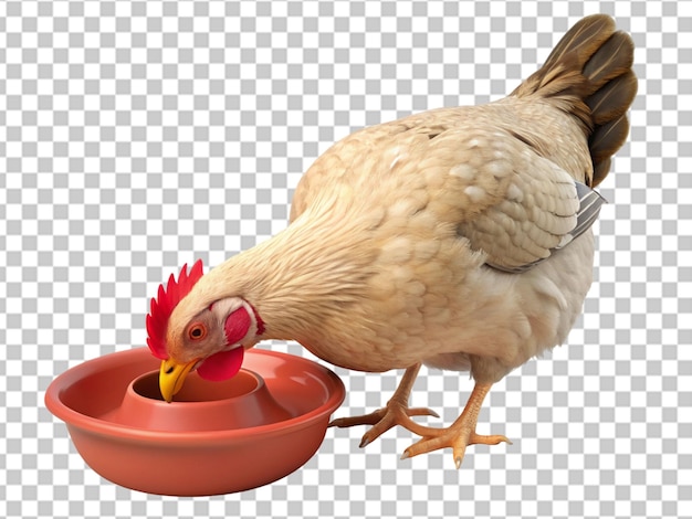 PSD un pollo comiendo comida