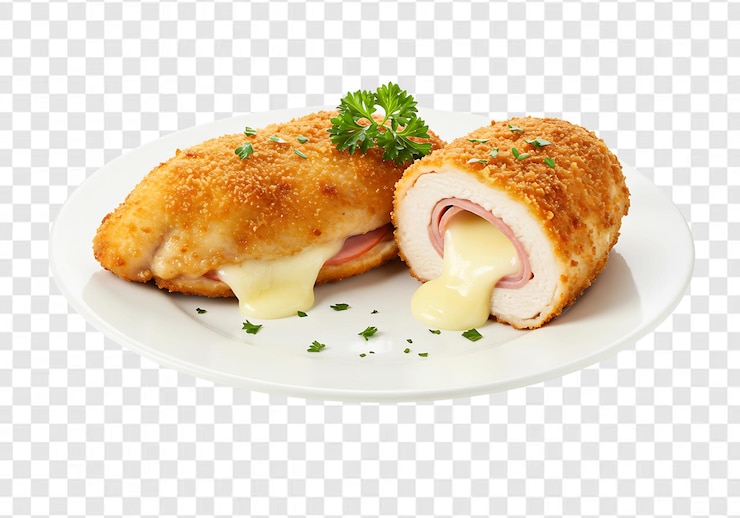 PSD pollo cordon bleu en un plato