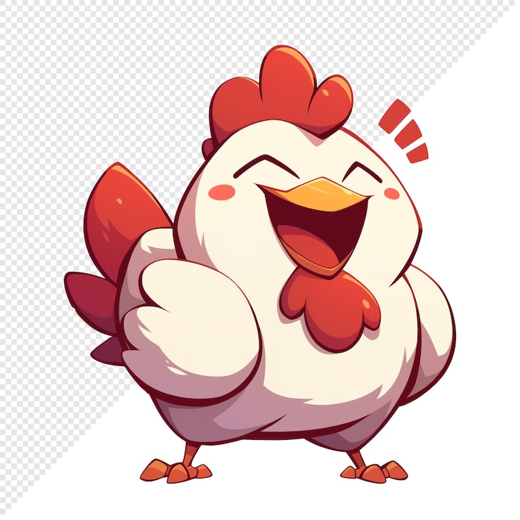 PSD pollo de dibujos animados con expresión feliz