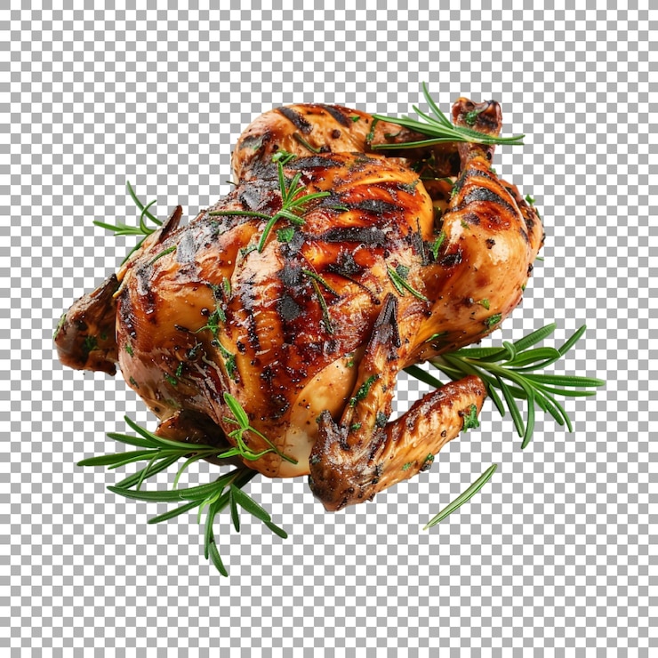 PSD pollo entero a la parrilla en un fondo transparente generado por ai