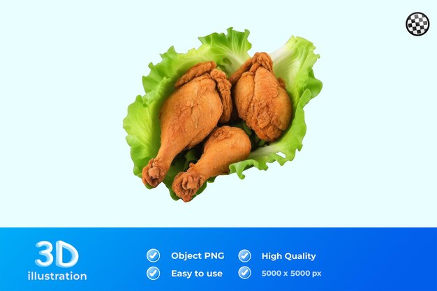 Pollo frito con lechuga aislada