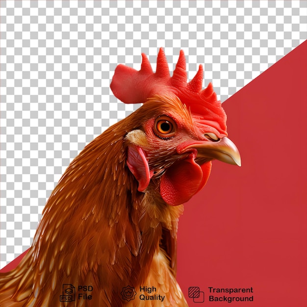 PSD un pollo está de pie en un fondo transparente