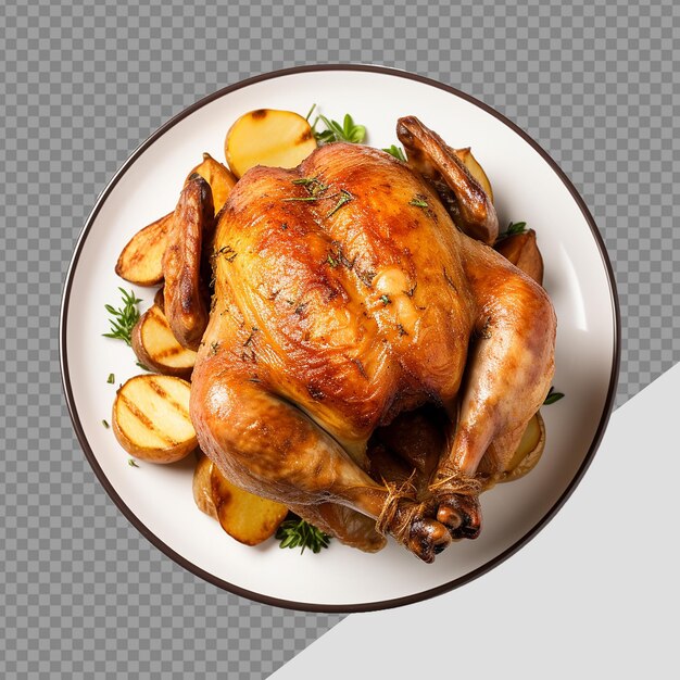 PSD pollo en un plato png aislado en un fondo transparente