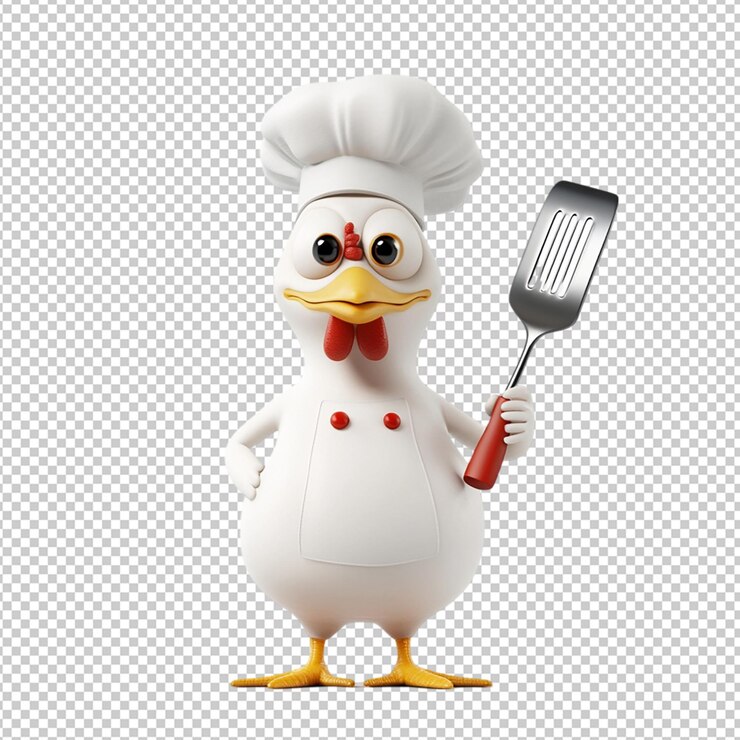 PSD un pollo con un tenedor y un cuchillo en el fondo