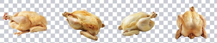 PSD pollos asados enteros mostrados sobre un fondo blanco limpio en el fondo transparente formato png